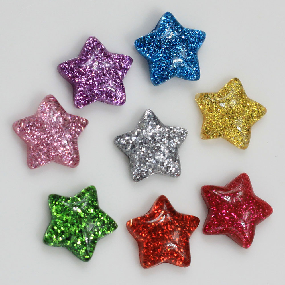 Star Flat Back - Wholesale 15mm Cute Glitter Star Flatbacks