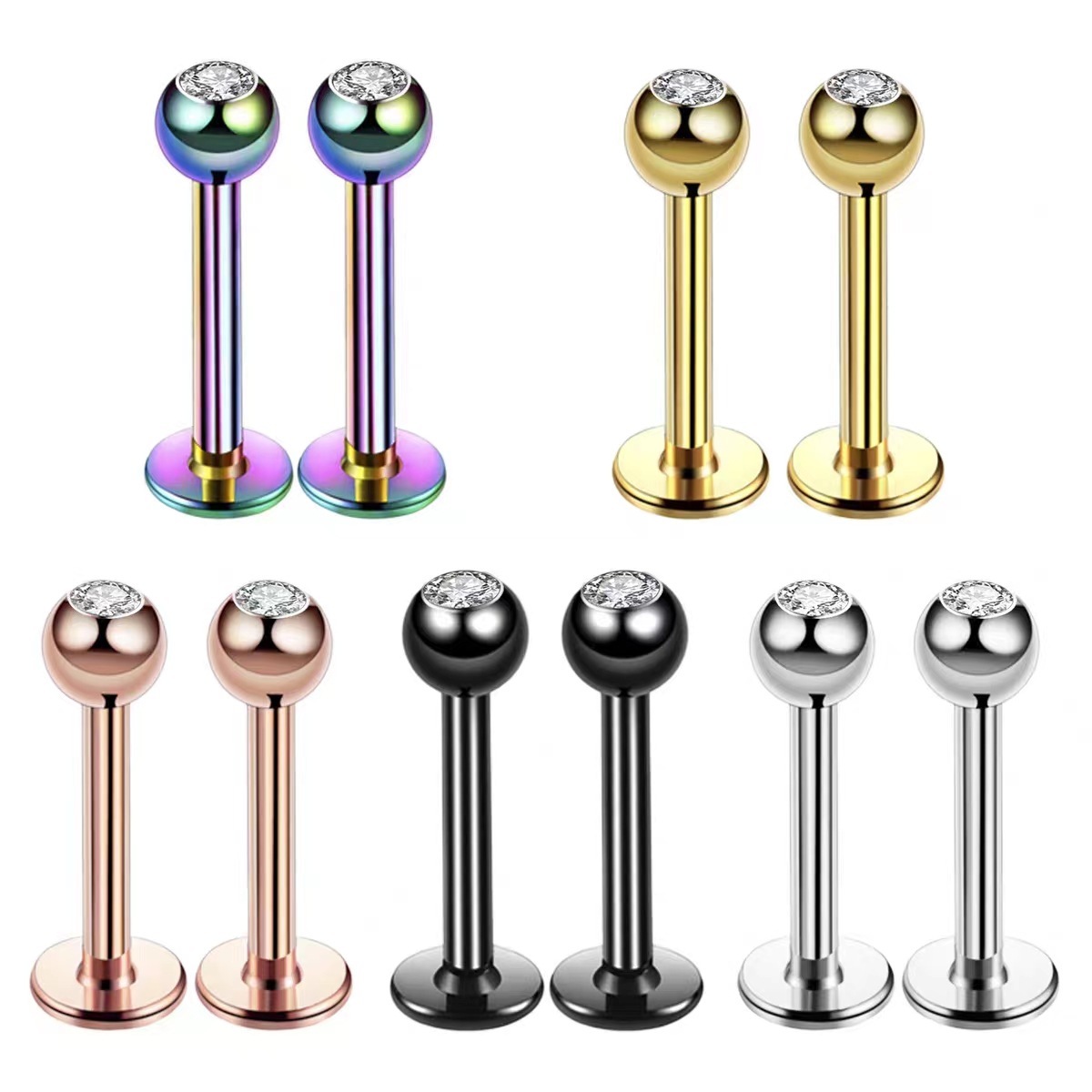 Body Jewelry Septum - 16G Surgical Steel Ball Top CZ