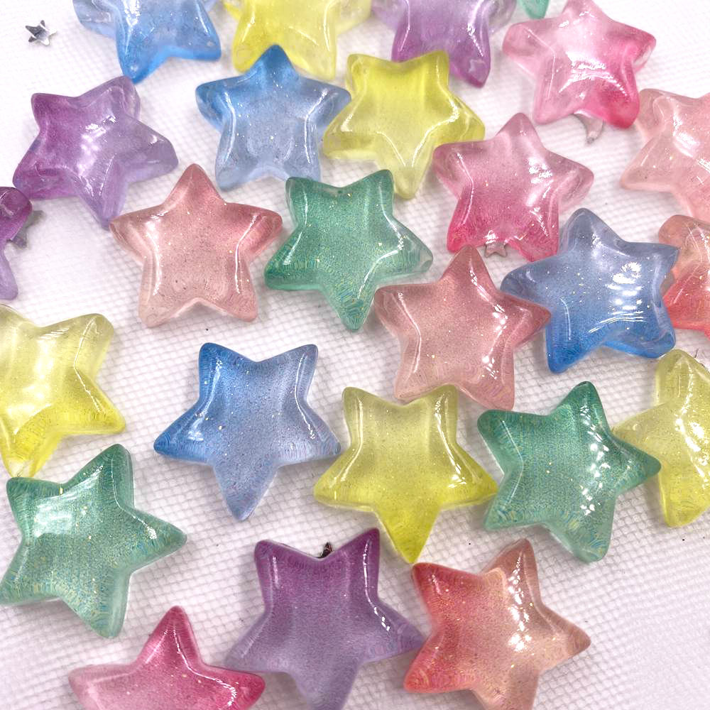Glitter Resin Transparent Cand - Star Flat Back 评论和价格