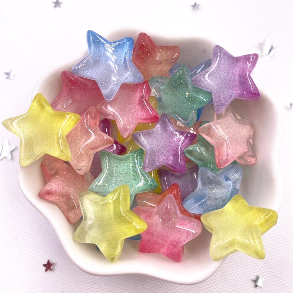 Glitter Resin Transparent Cand - Star Flat Back 评论和价格