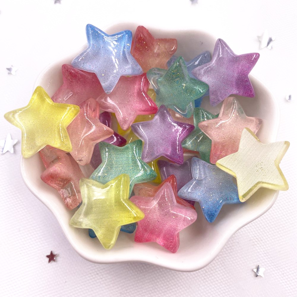 Glitter Resin Transparent Cand - Star Flat Back 评论和价格