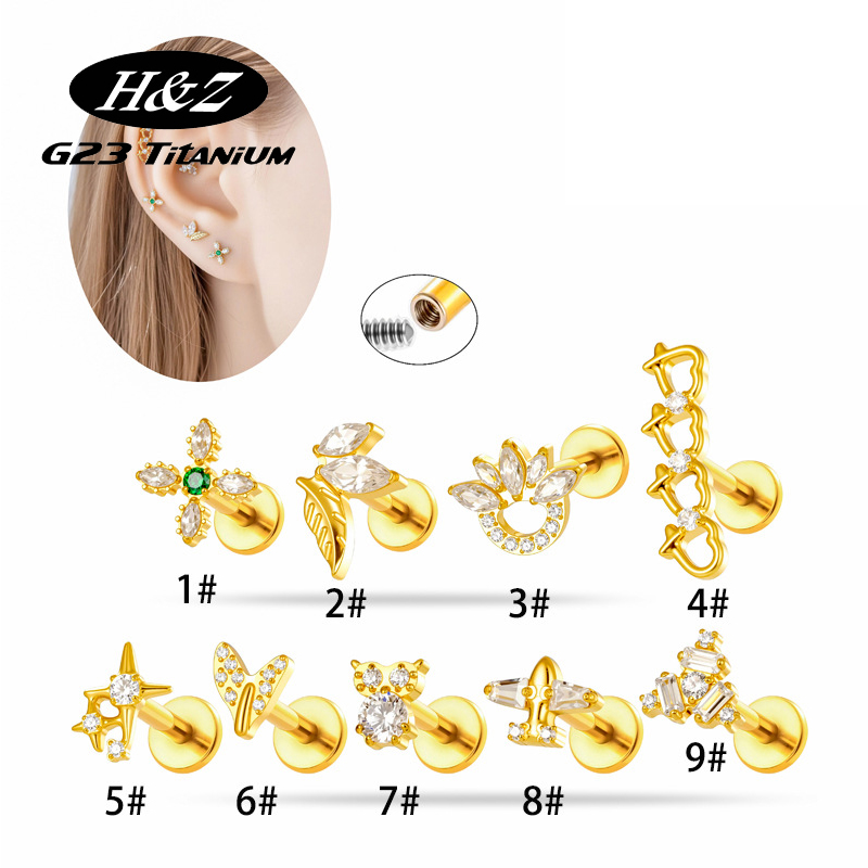 1PC G23 Titanium16G Flower CZ  - Body Jewelry Implant Grade 评论和价格