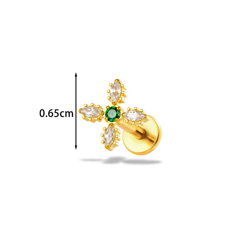 1PC G23 Titanium16G Flower CZ  - Body Jewelry Implant Grade 评论和价格