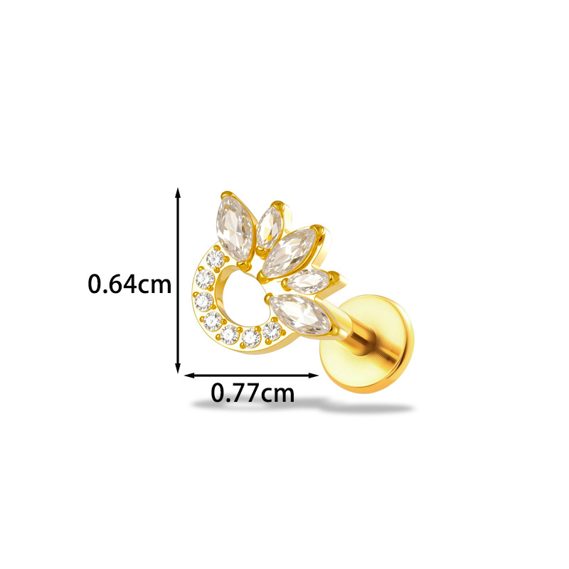 1PC G23 Titanium16G Flower CZ  - Body Jewelry Implant Grade 评论和价格