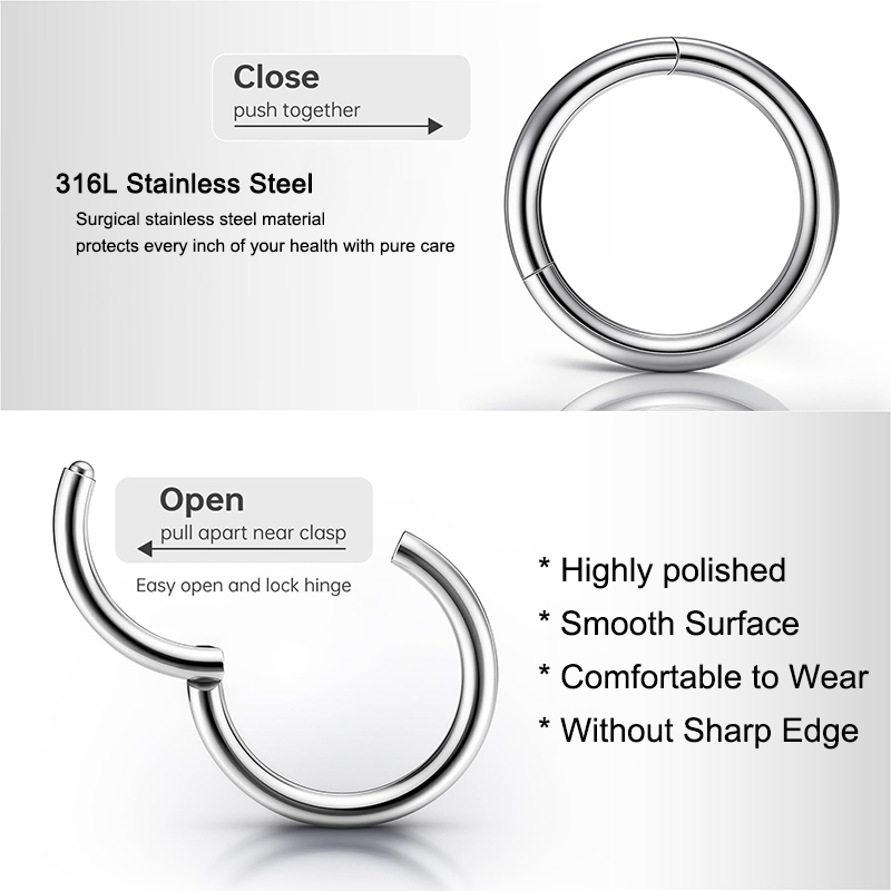 16G 316L Surgical Steel Hinged - Body Jewelry Septum 评论和价格