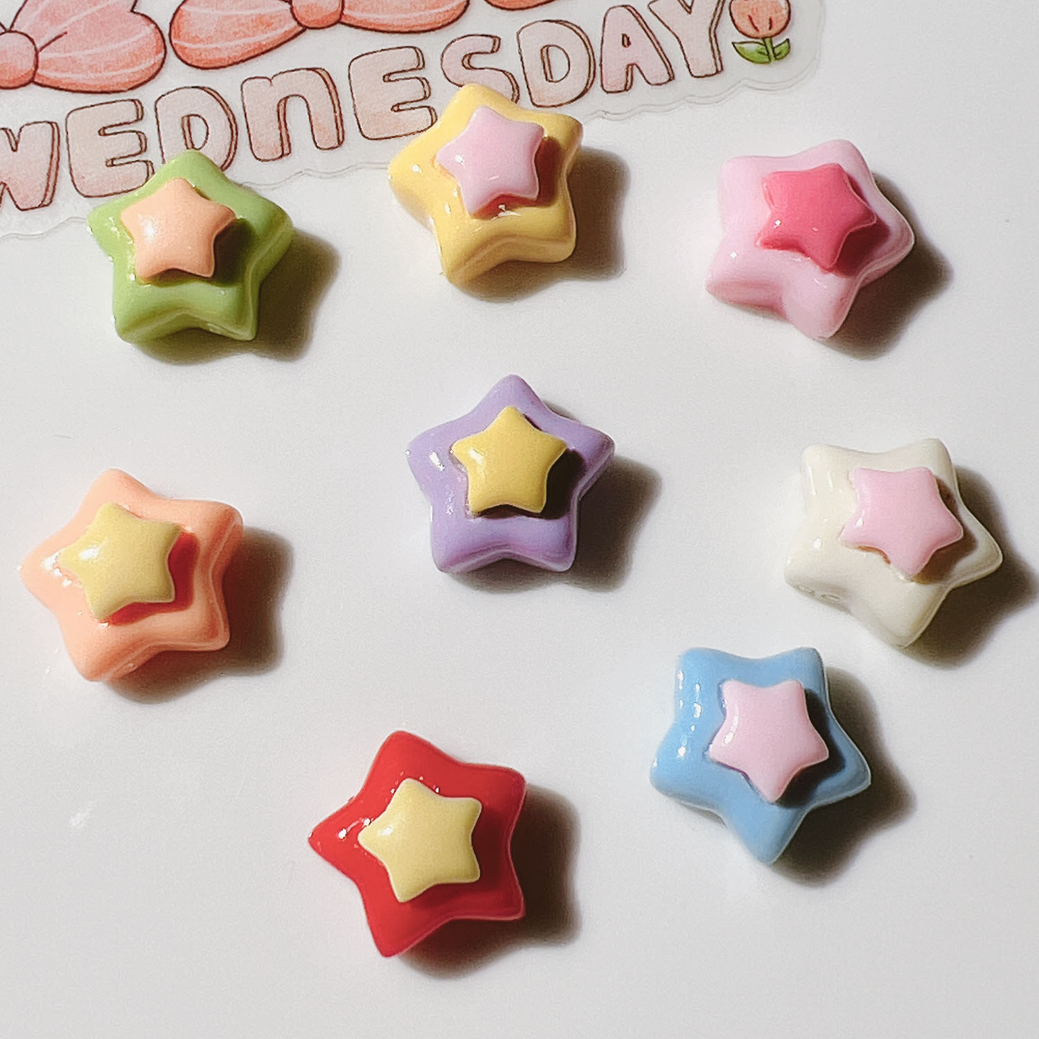 30Pcs Mini Double Layer Star R - Star Flat Back 评论和价格