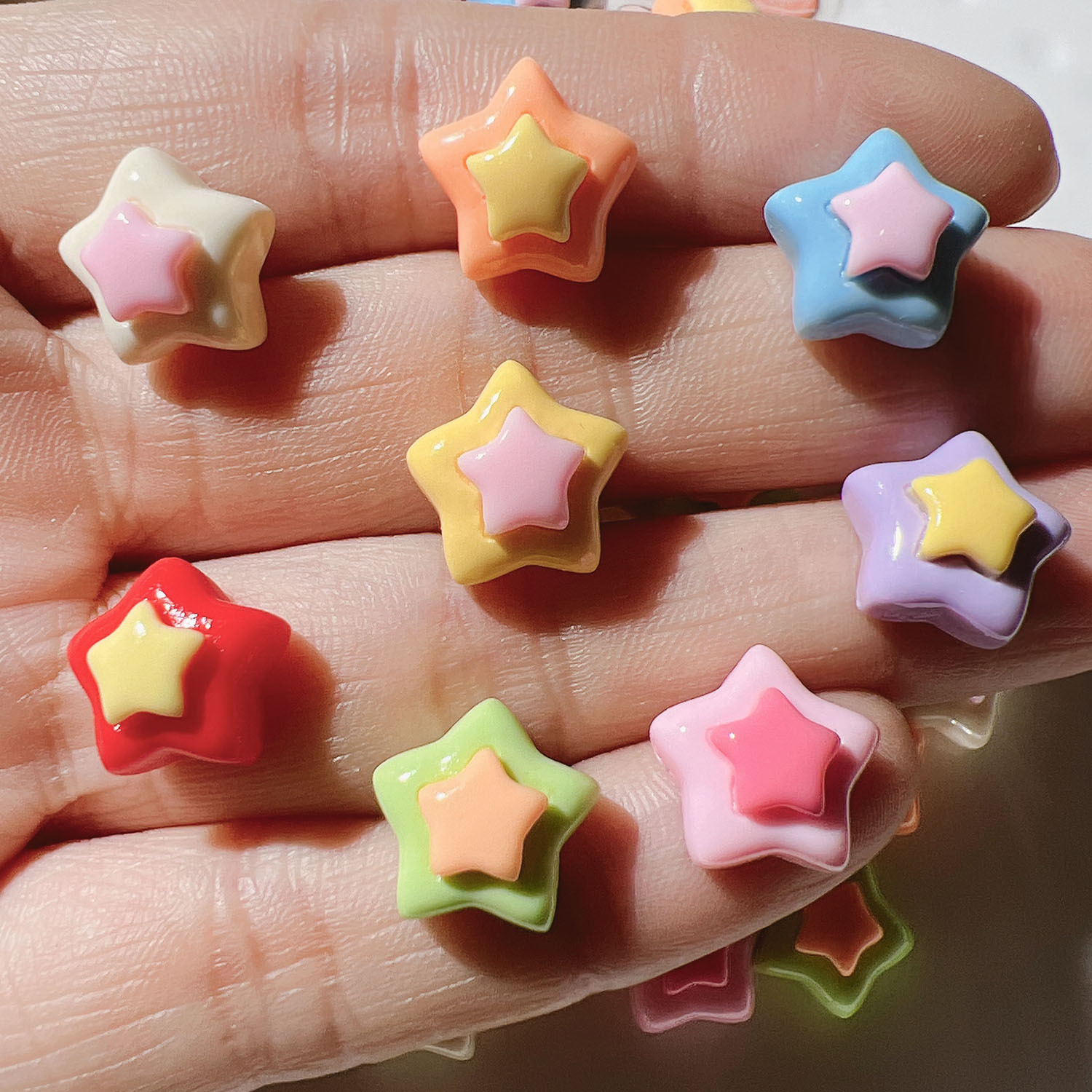 30Pcs Mini Double Layer Star R - Star Flat Back 评论和价格