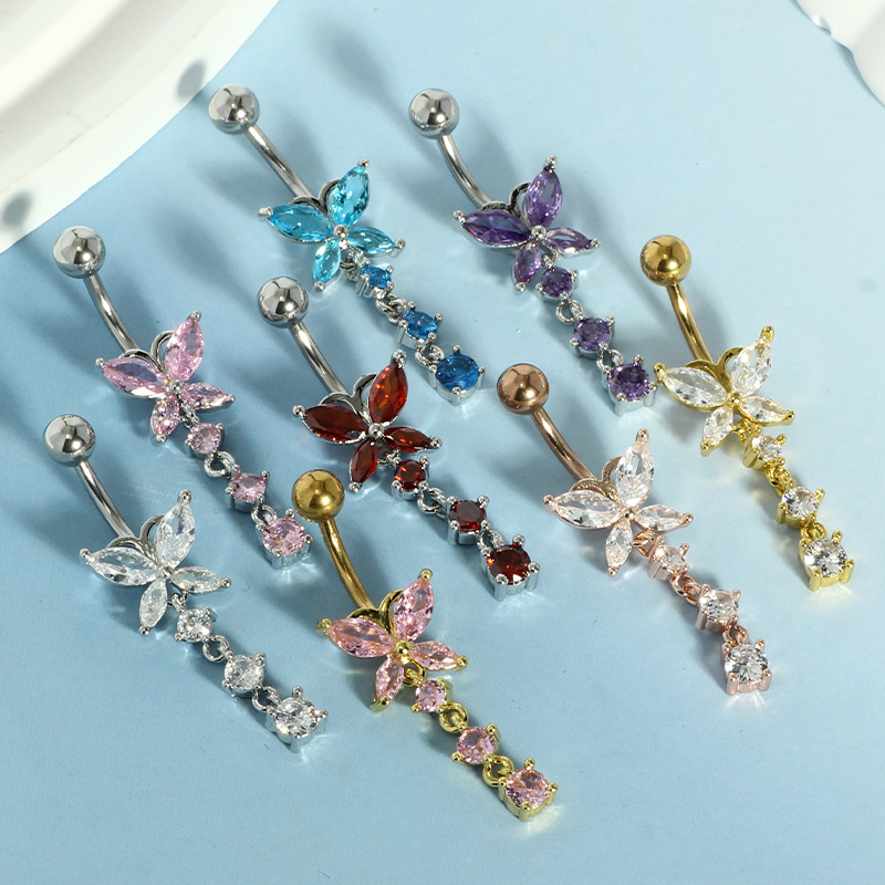 14GA Golden Butterfly with Dan - Body Jewelry Belly Button Rings 评论和价格