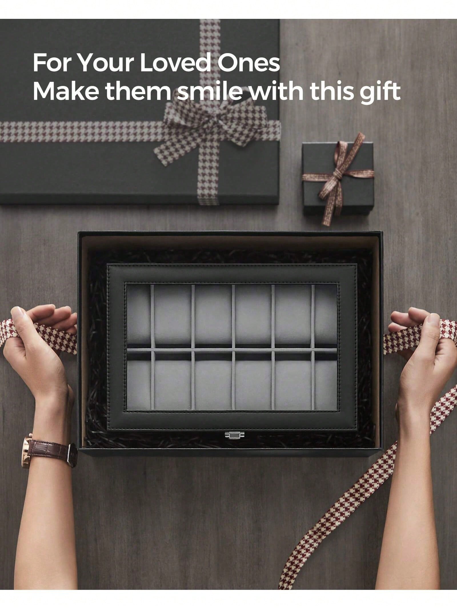 12-Slot Lockable Watch Box wit - Body Jewelry Organizer 评论和价格