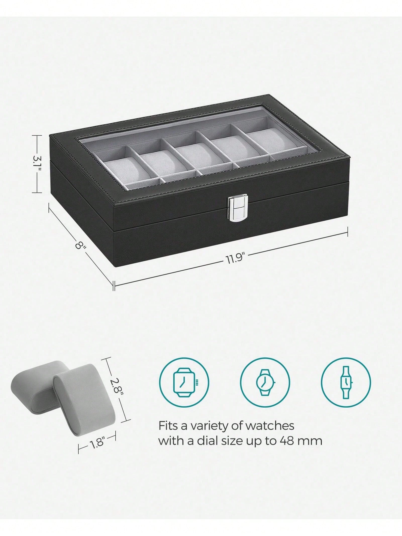 12-Slot Lockable Watch Box wit - Body Jewelry Organizer 评论和价格
