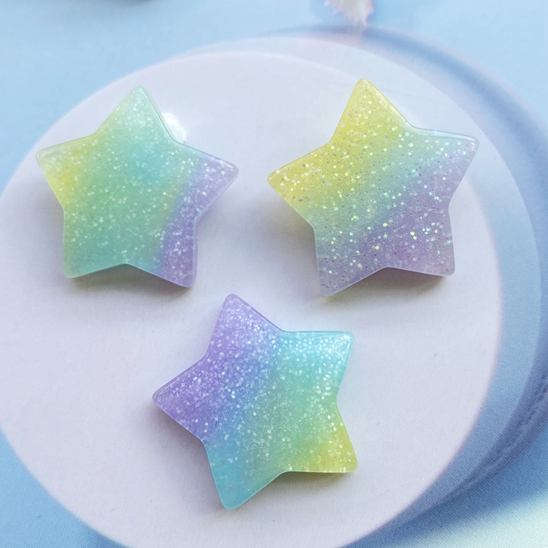 10Pcs Kawaii Cute Mixed Colorf - Star Flat Back 评论和价格