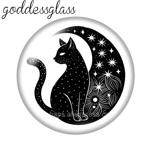 Moon&Star Black Cat Cute Drawi - Star Flat Back 评论和价格