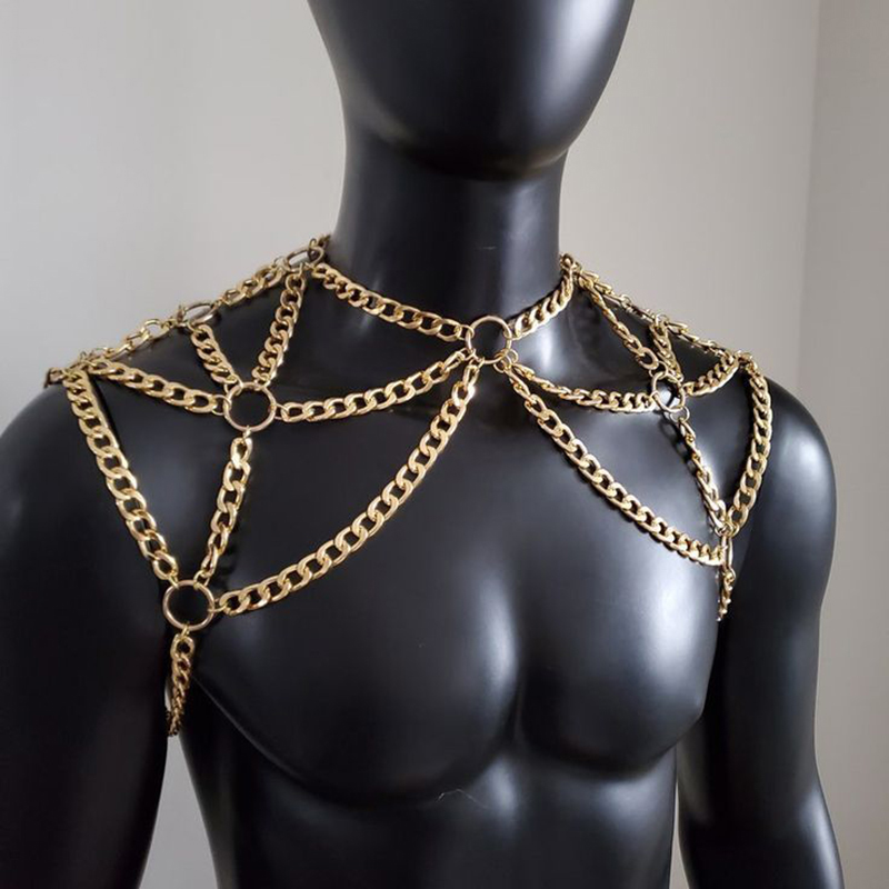 Punk Men Shoulder Body Chain B - Body Jewelry Necklace 评论和价格