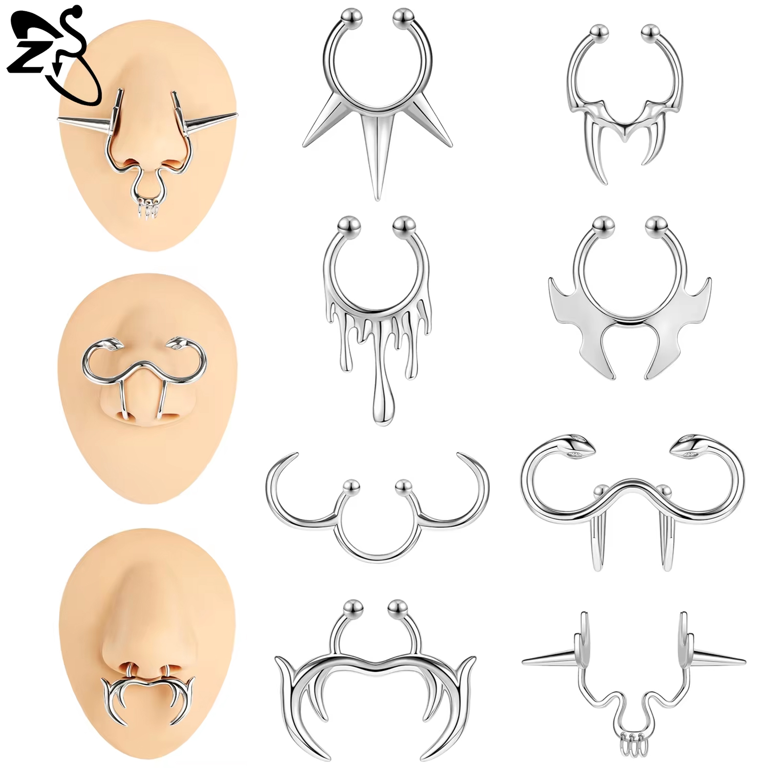 ZS 1 Piece Punk Stlye Fake Sep - Body Jewelry Septum 评论和价格