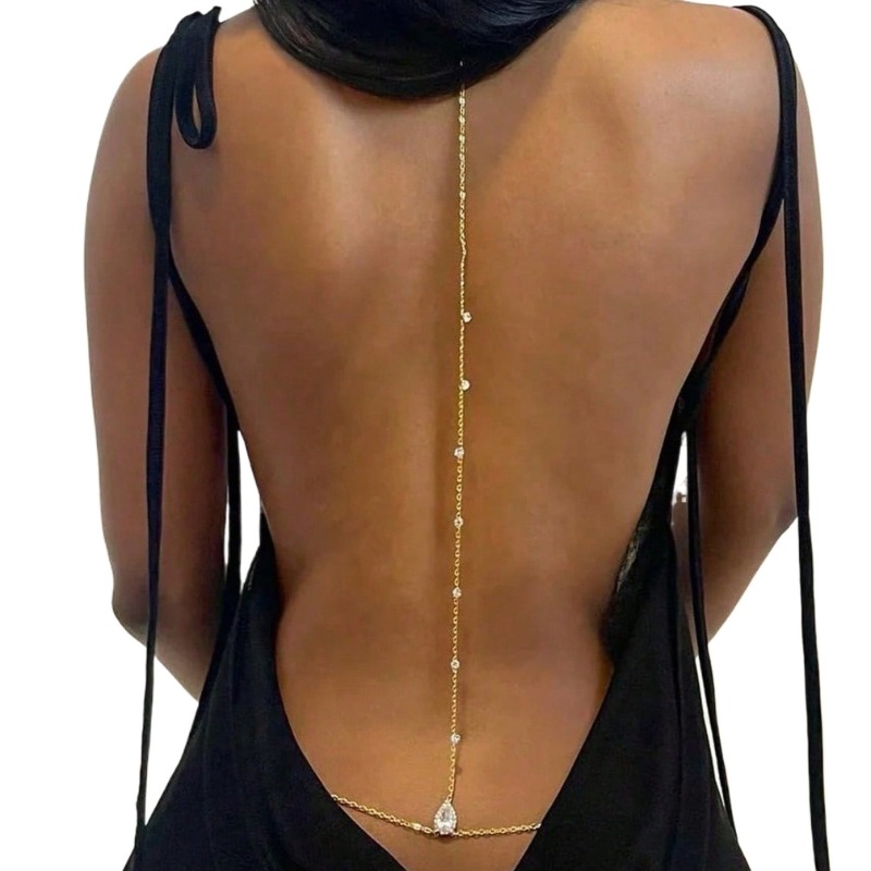 Bride Backless Rhinestone Wate - Body Jewelry Necklace 评论和价格
