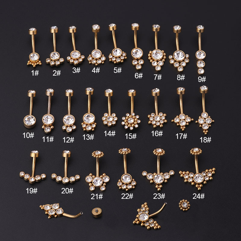 Zircon Golden Belly Button Rin - Body Jewelry Belly Button Rings 评论和价格